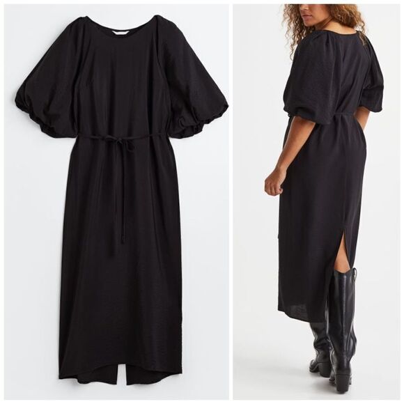 H&M Balloon Sleeve Belted Dress - Picture 1 of 6